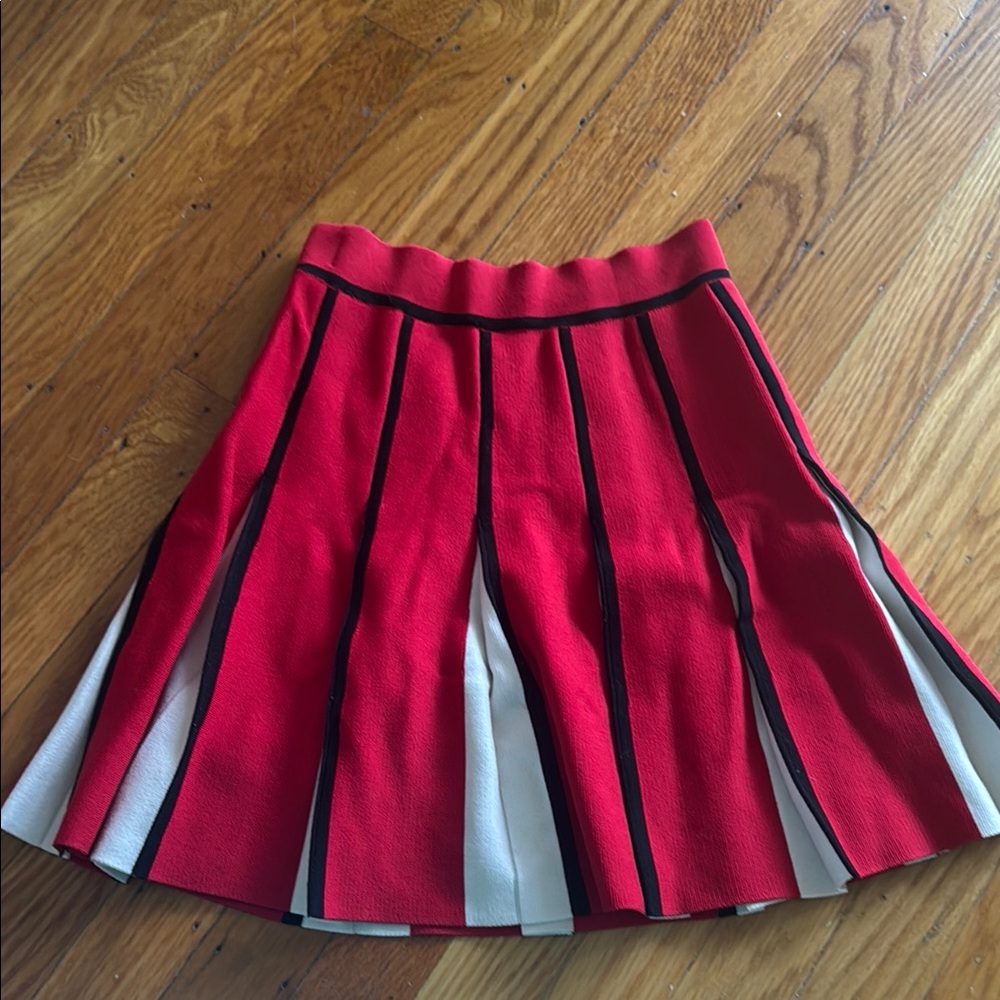 Aritzia Red Mini Pleated Skater Skirt for Casual Wear
